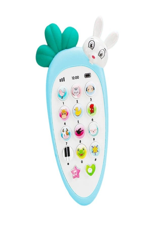 VGRASSP Radish Style Cute Rabbit Face Pretend Play Cell Phone Toy for Kids, Toddlers with Music, Ringtones, Lights - Birthday Party Favors and Gifts for Girls (Blue) - Image 1